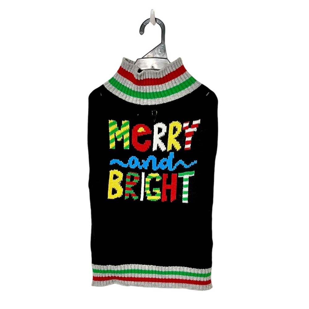 NWT - Love Your Pet Merry and Bright Dog Sweater Size Large Black